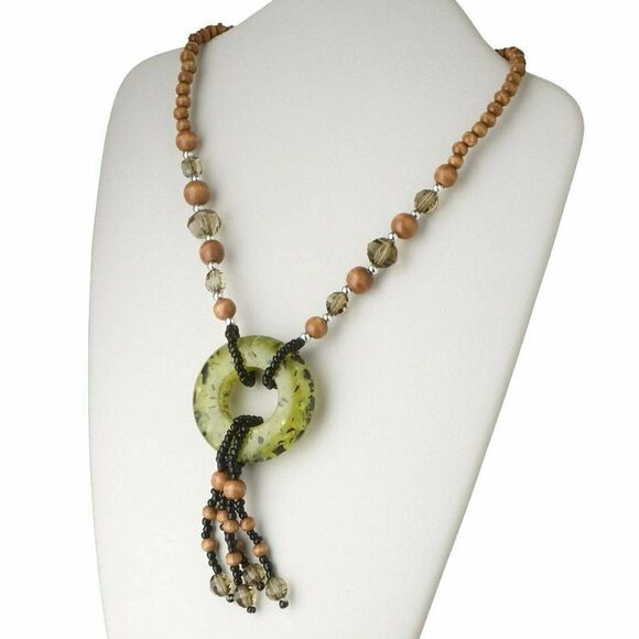 Handcrafted Chunky Faux Baltic Amber Donut Pendant Necklace - Picture 1 of 1